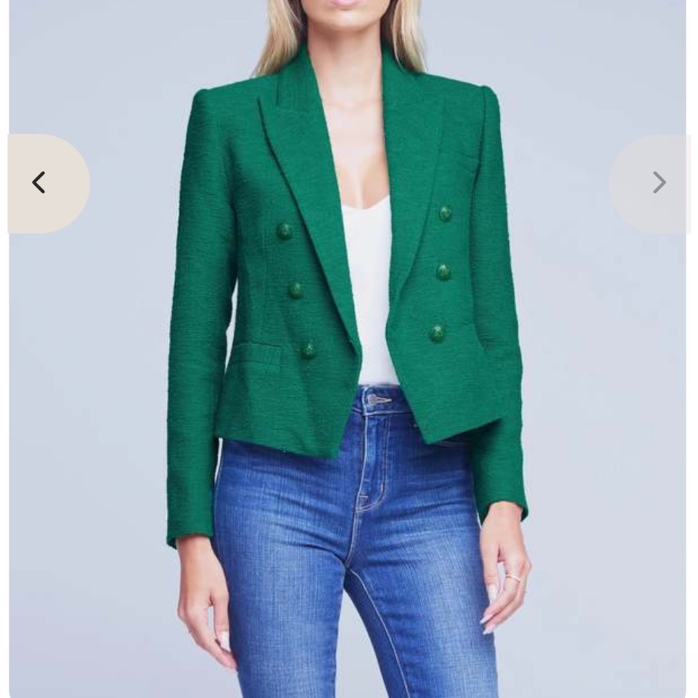 Nwt L’agence Women's Green tweeds Blazer 4